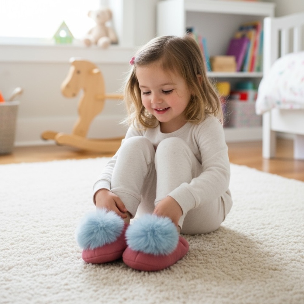 Joules Pink and Blue Kids Slippers NWT